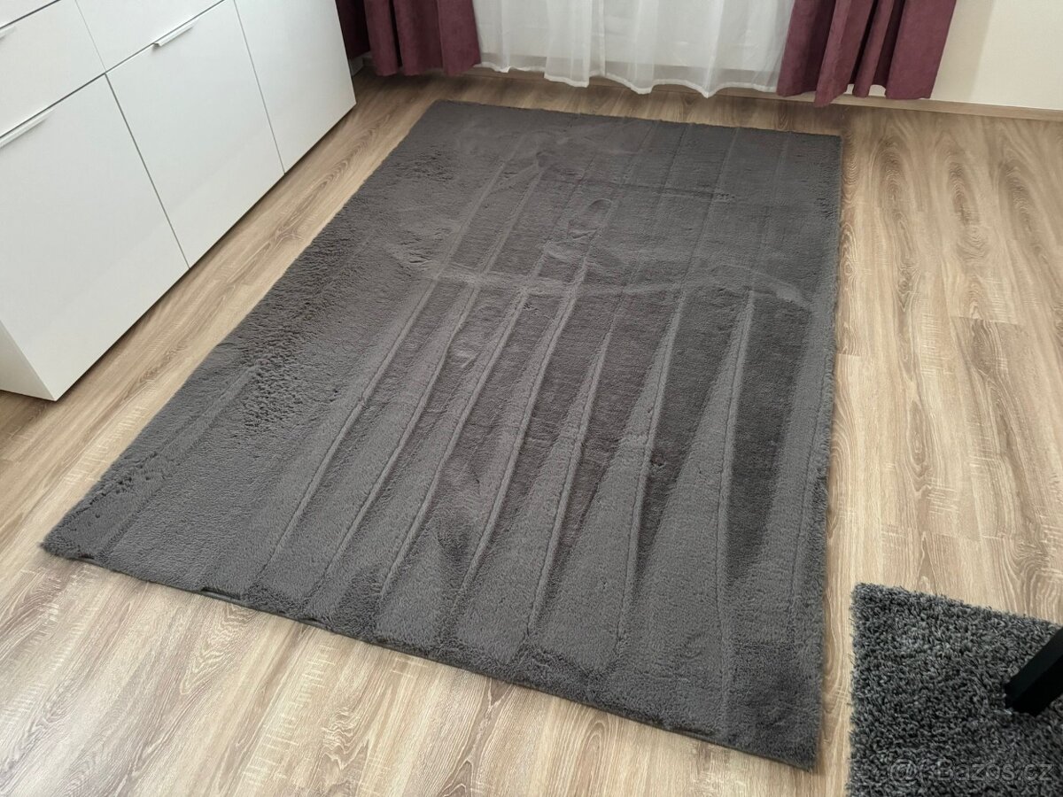 Šedý hebký koberec s vysokým vlasem 160x230 cm - 7