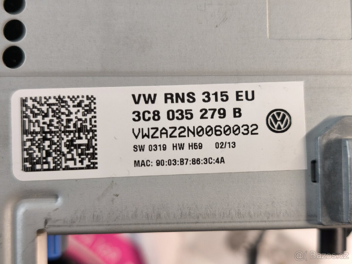 VW RNS315 BT DAB autorádio navigace 3C8035279B. - 7