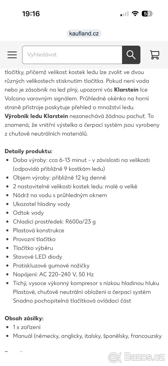 Výrobník ledu Klarstein Ice Volkano - 7