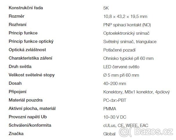 Optický snímač Balluff BOS 5K-PS-RH12-S76 - 7