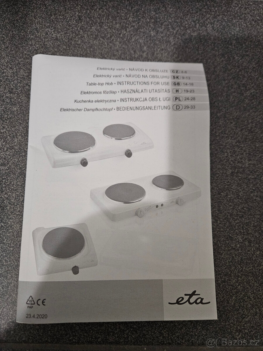 Jednoplotýnkový vařič ETA 3109 - 7