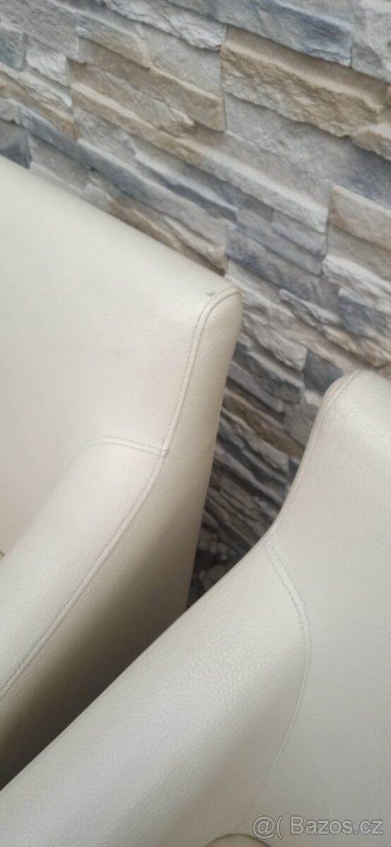 Jídelní kožená křesla bílá 5ks - 7