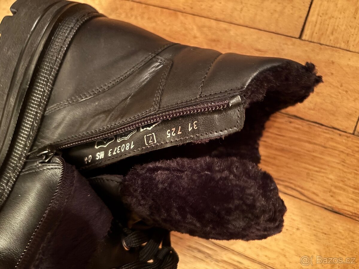 Kotníkové černé zimní kožené boty vel. 40-41 - 7