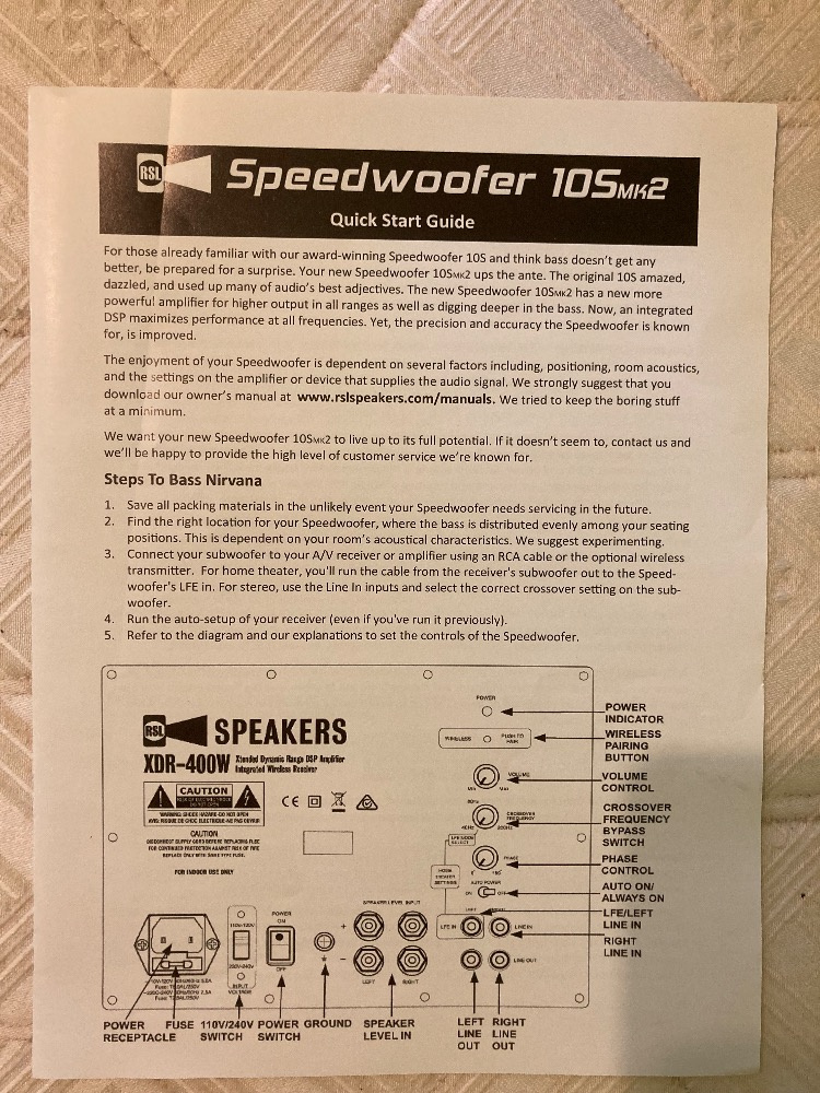 RSL 10S MKII subwoofer - 7