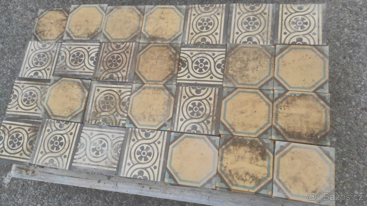 Stará keramická dlažba, půdovka, půdovky, 4,7 m2 - 7
