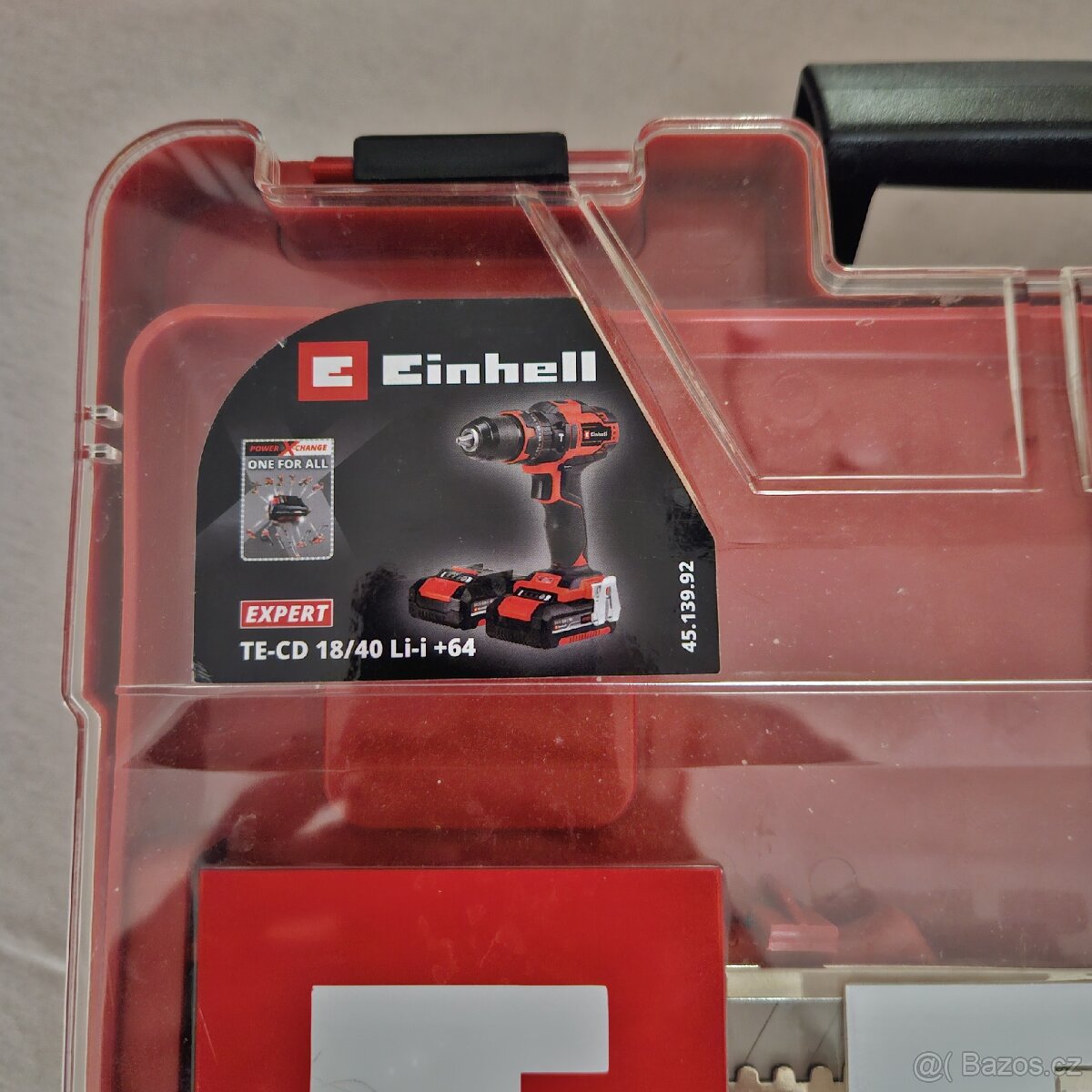 Aku vrtačka Einhell TE-CD 18/40 Li-i +64 (set), jako nová - 7