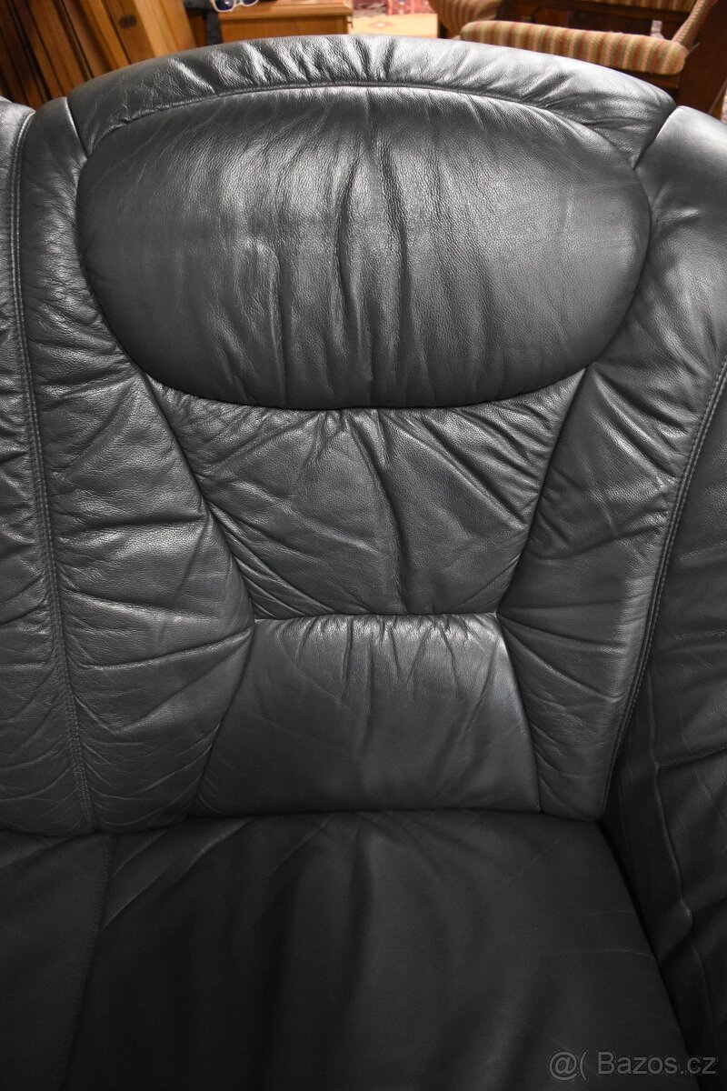 Rohová sedací souprava kožená+ Křeslo - 7