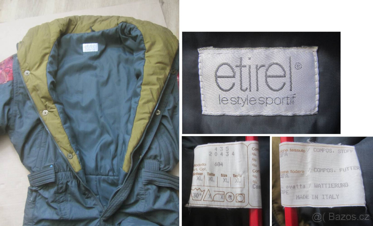 Vintage 90s šedá dámská snow kombinéza s vsadkami - 7