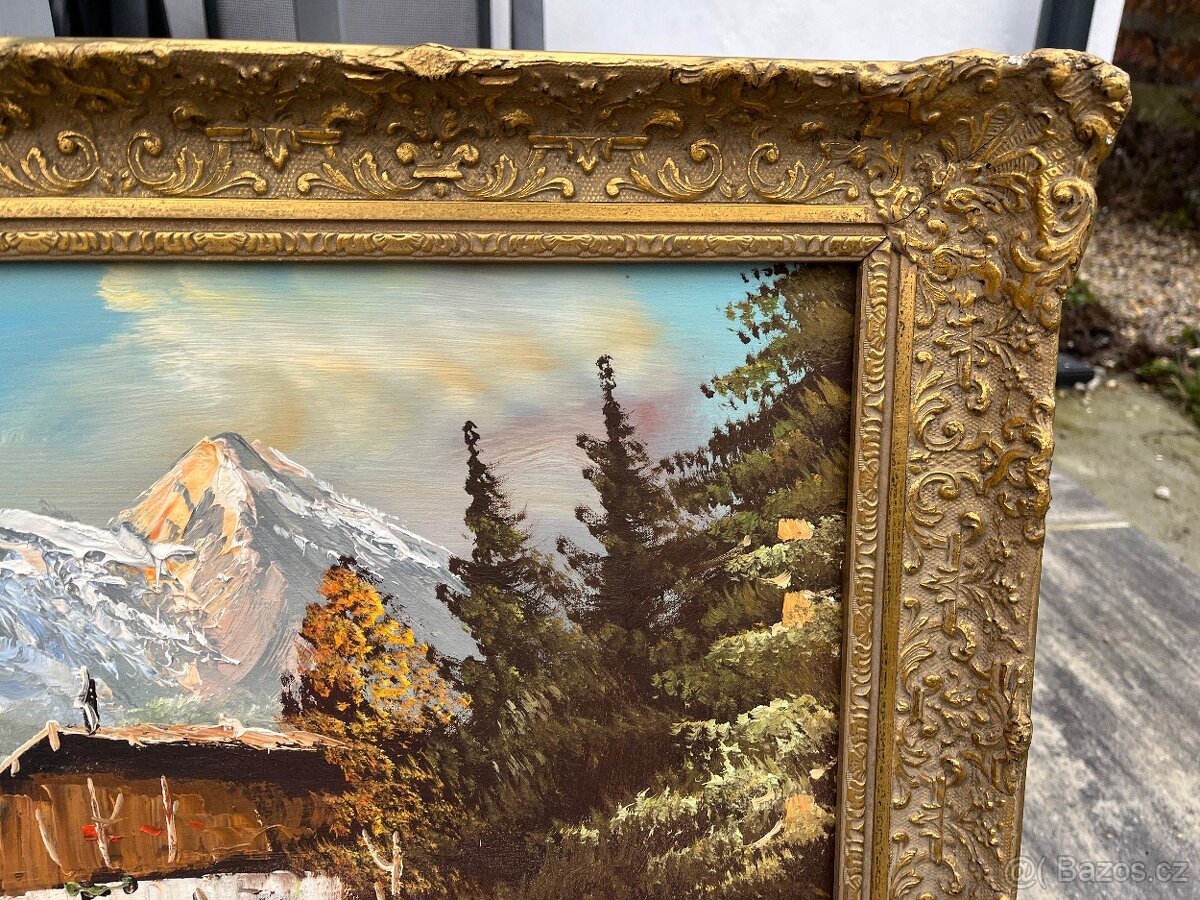 Olejomalba na plátně dům v krajině - AKCE doprava - 7