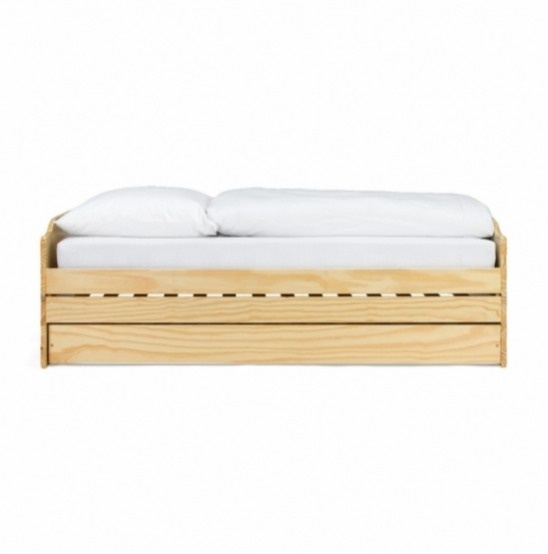 Postel, rozkládací dřevěná postel na tři lůžka - 7