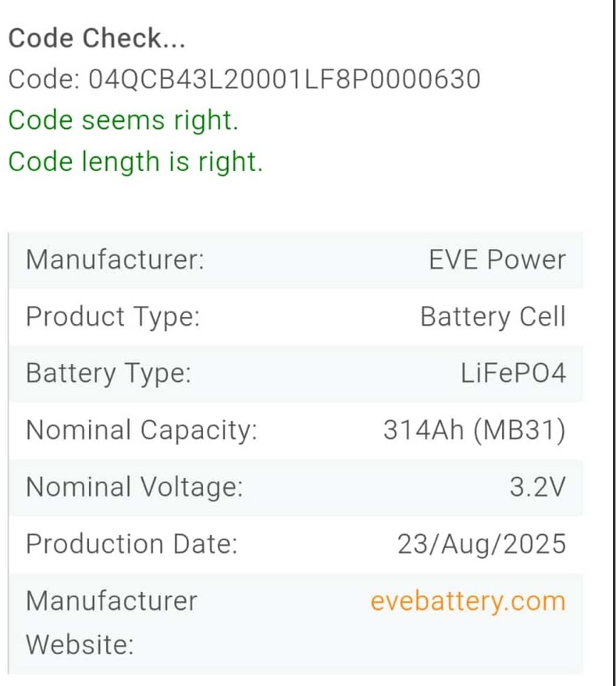 LifePo4 EVE MB31 3.2v 314ah - 7