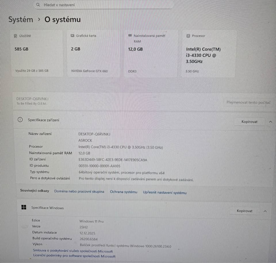 STARŠÍ HERNÍ PC/I3/NVIDIA GTX/SSD/HDD/W11 - 7