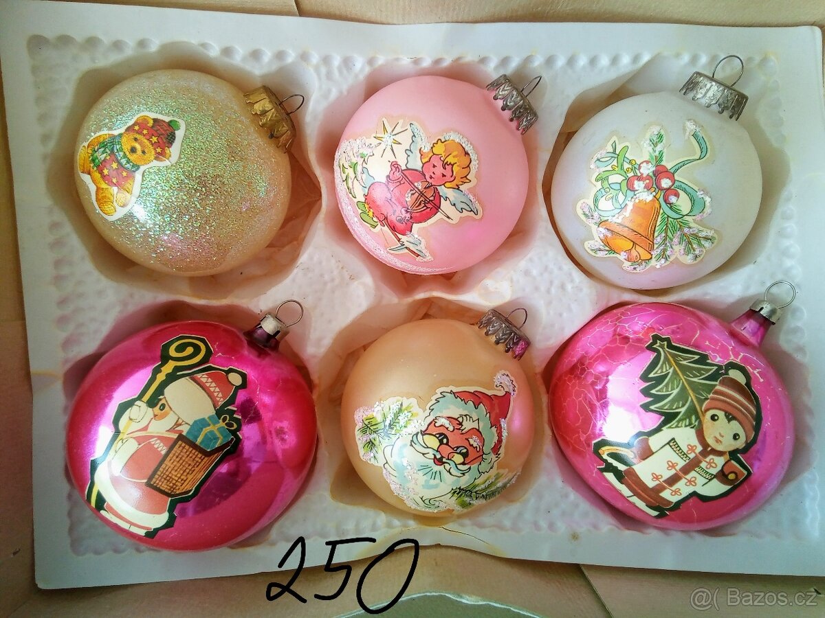 Vánoční ozdoby - staré, vánoční ozdoby, baňky , korálkové - 7