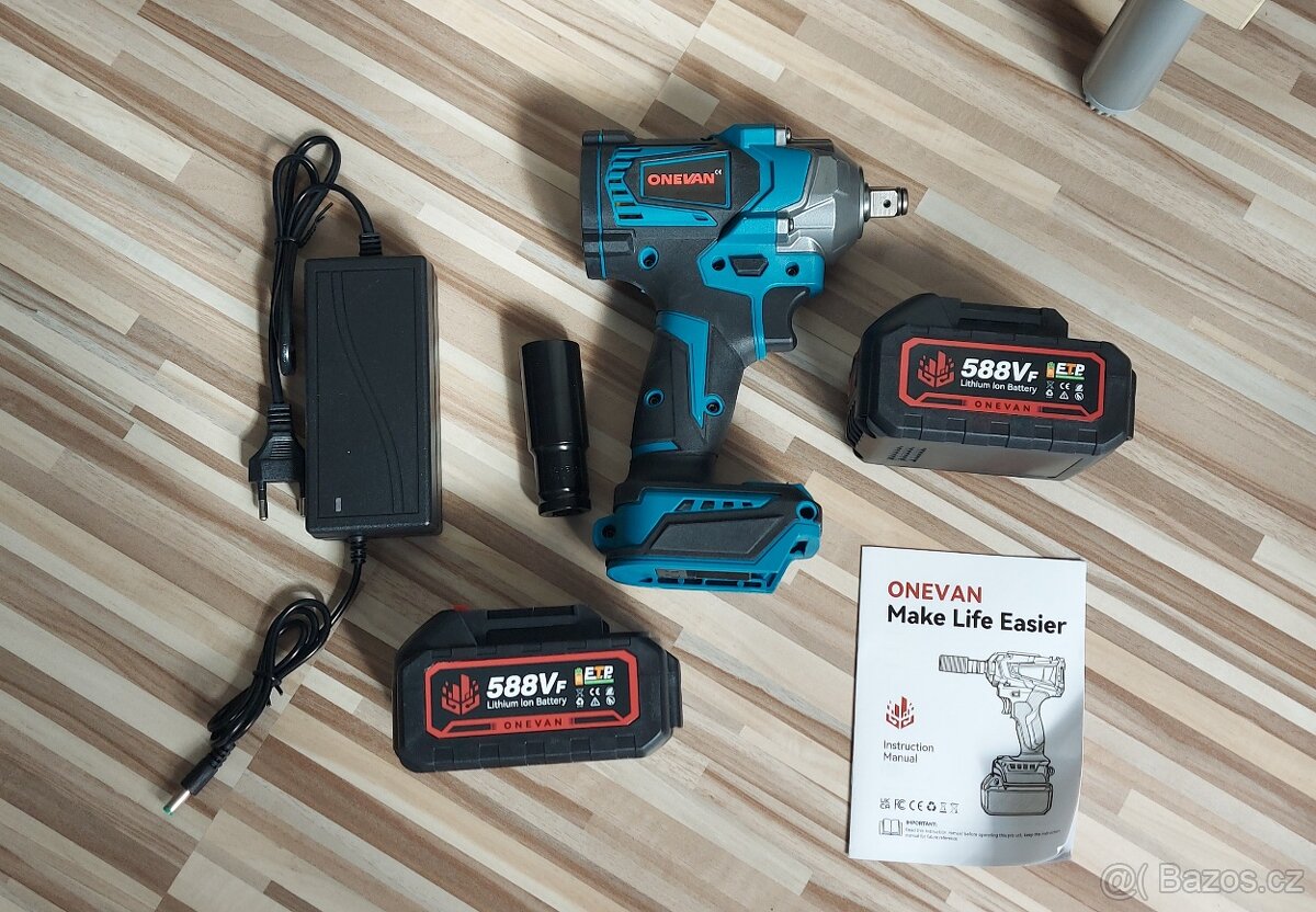 Aku Rázový utahovák+2aku(Ne Makita 18V)+nabíječka, nové. - 7