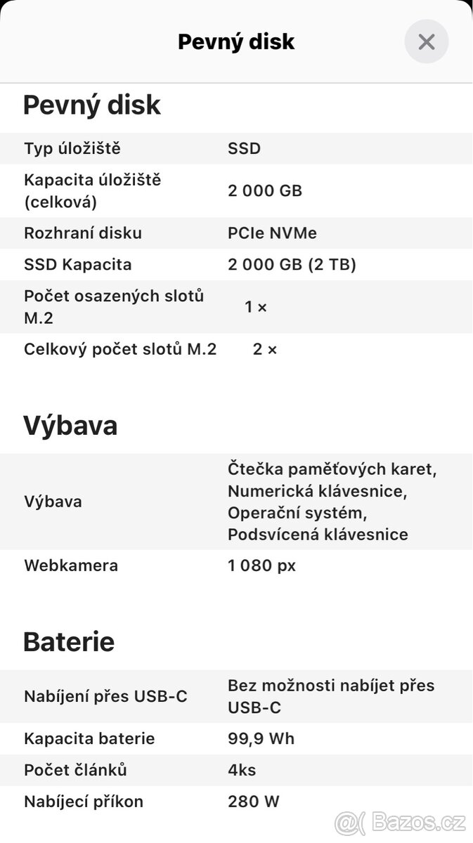 Herní notebook Rtx 3080, 64Gb RAM - 7