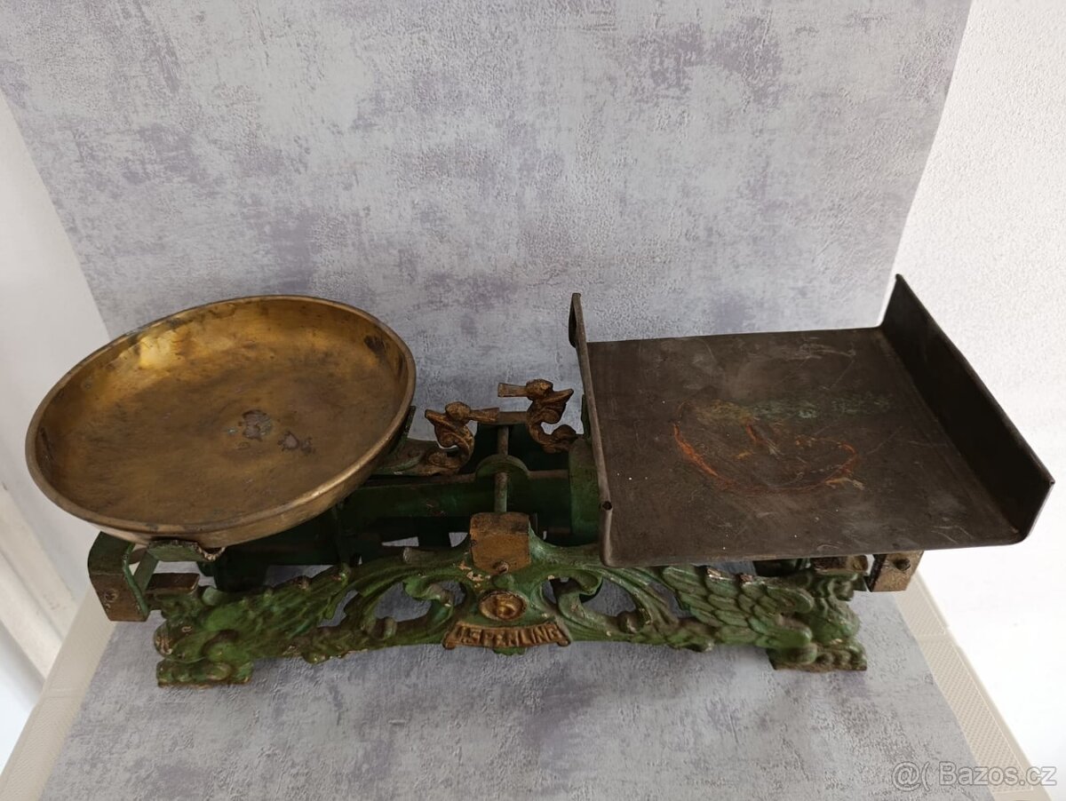 Starožitná figurální litinová váha Sperling DRACI rok 1936 - 7