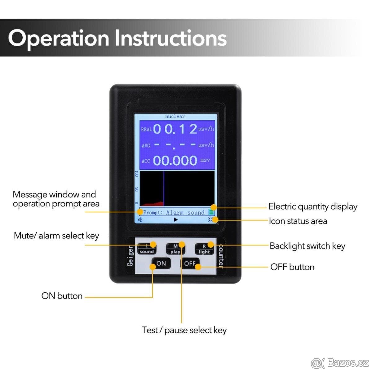 Dozimetr digitální měřič nukleární GAMMA radiace - 7
