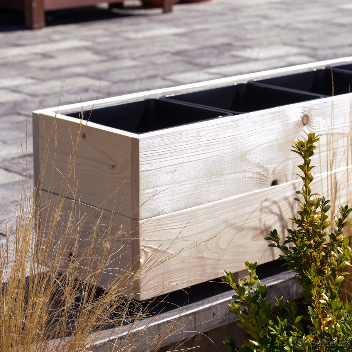 Dřevěný truhlík na terasu - přírodní - 7