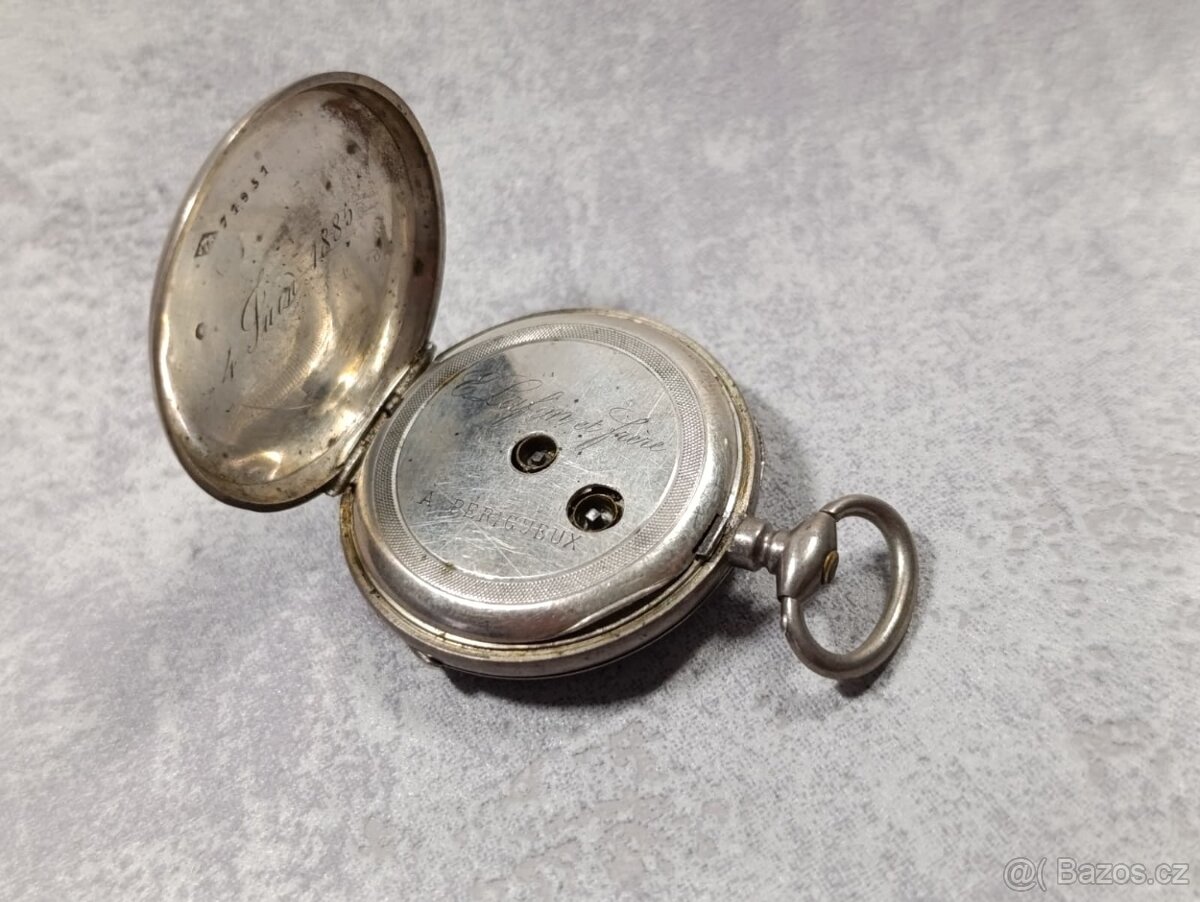 Stříbrné kapesní hodinky - kličovky, rok 1885 - 7