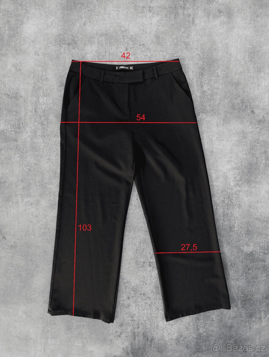 Dámské černé široké formální/plesové kalhoty vel. M - 7