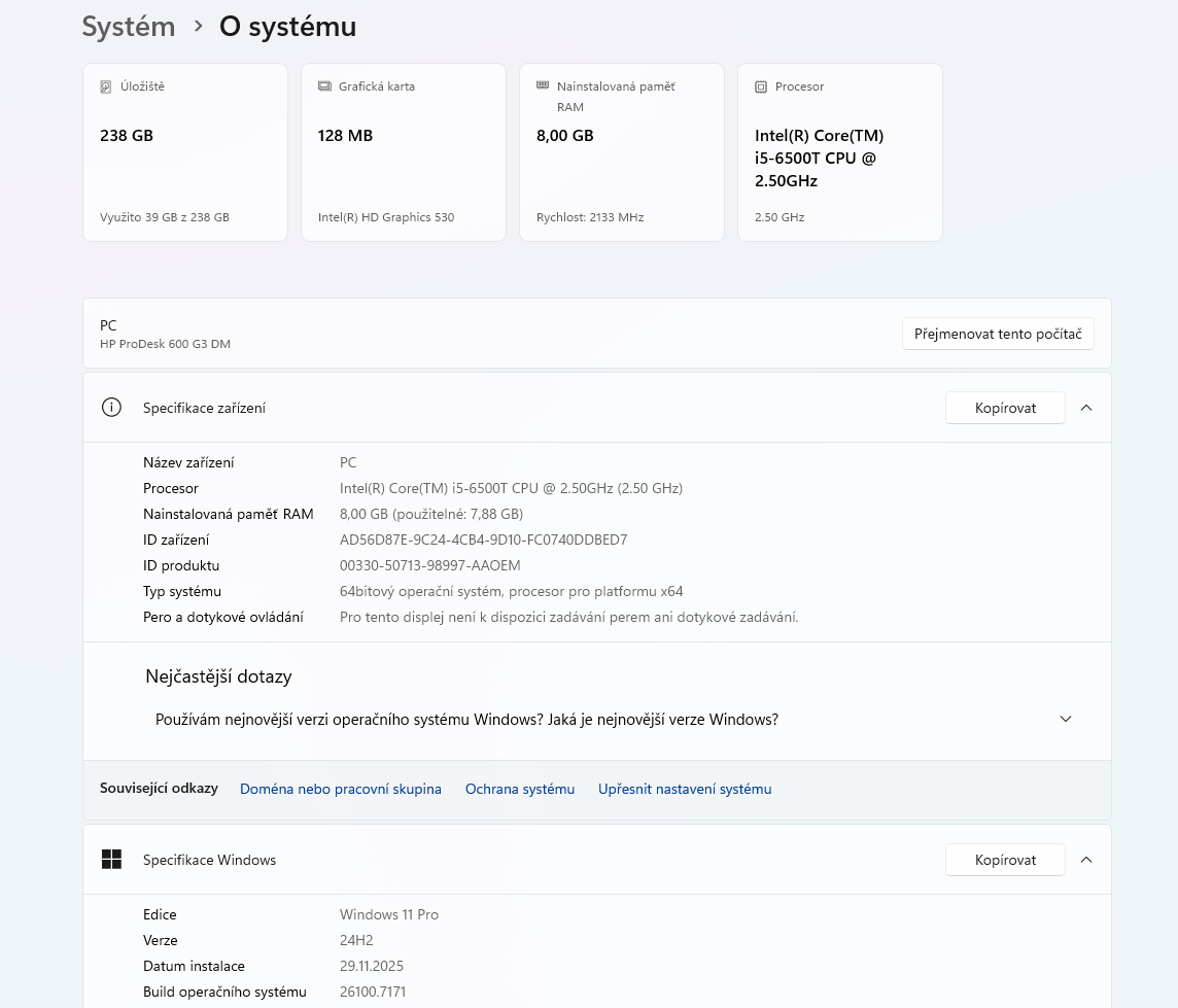 PC HP PRODESK, Intel i5, SSD disk, Win11Pro, SLEVA - 7