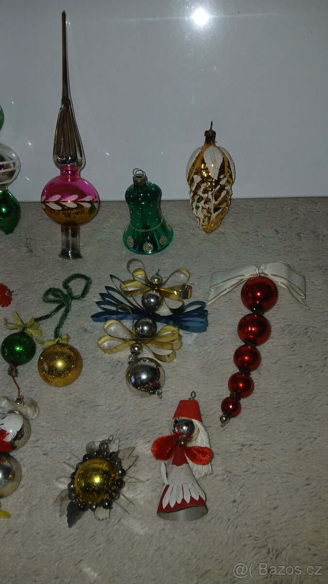 Staré Vánoční ozdoby - muchomůrky, ptáčci atd dle fotek - 7