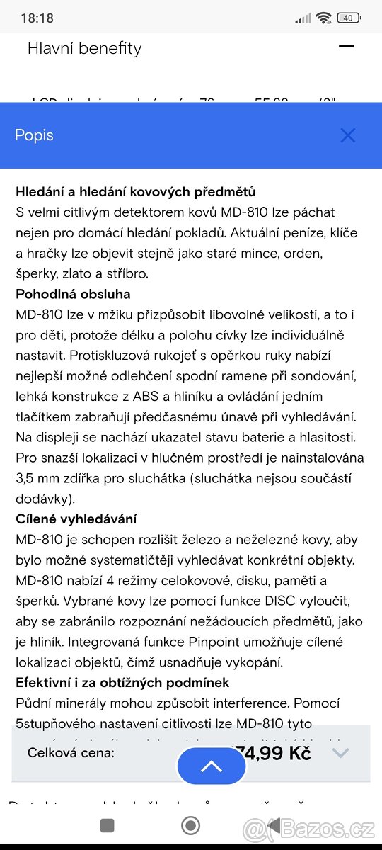 Detektor kovů - Max. hloubka vyhledávání 150 cm - digitální - 7