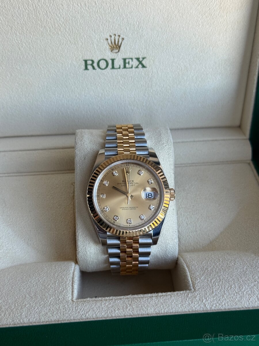 Hodinky Rolex DateJust 41 Diamond dial Full set, Gold/Steel - 7