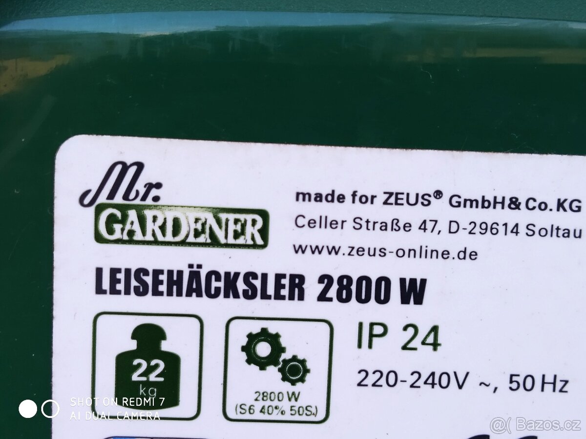 Prodám elektrický Válcový drtič MR.Garden-2800 W. - 7