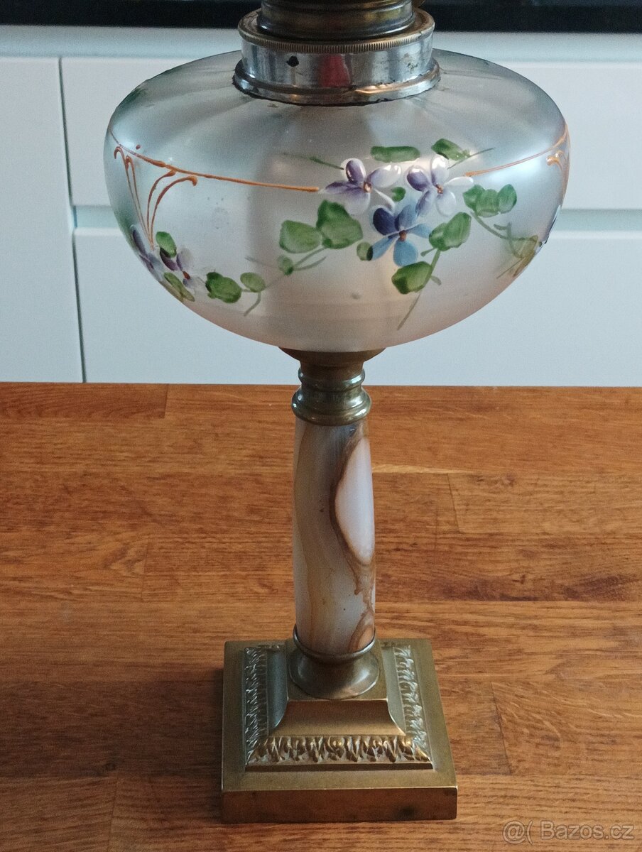 STAROŽITNÁ RUČNĚ MALOVANÁ PETROLEJKA SECESE/ART DECO FRANCE - 7
