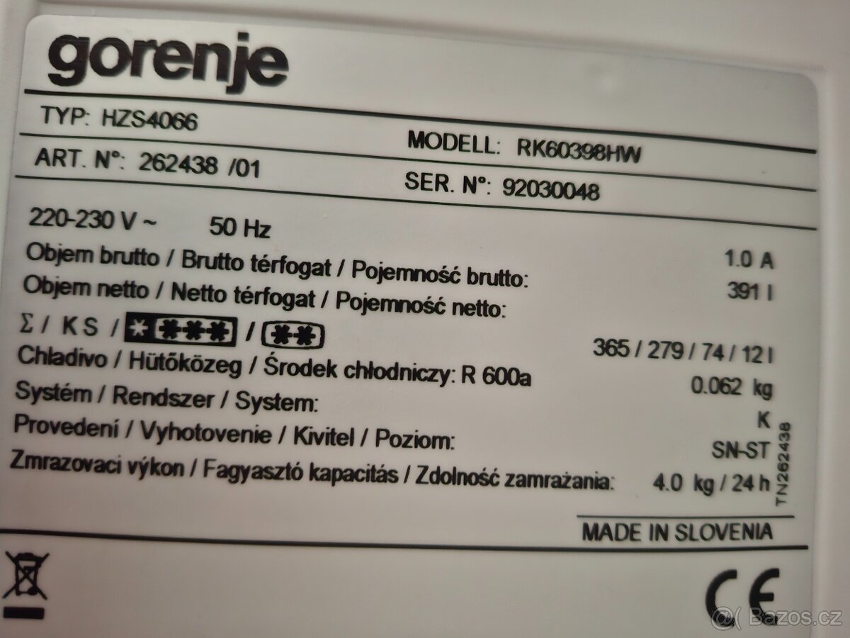Lednice + Mrazák Gorenje - 7