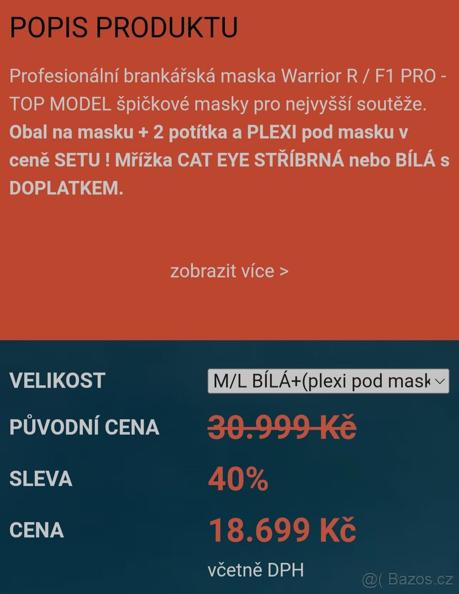 Brankářský koš, mříž na masku - 7