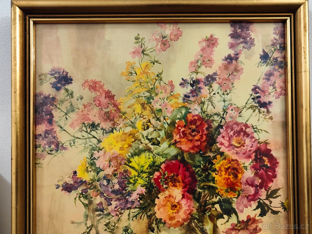 Obraz kytice / starý dobový tisk - 7