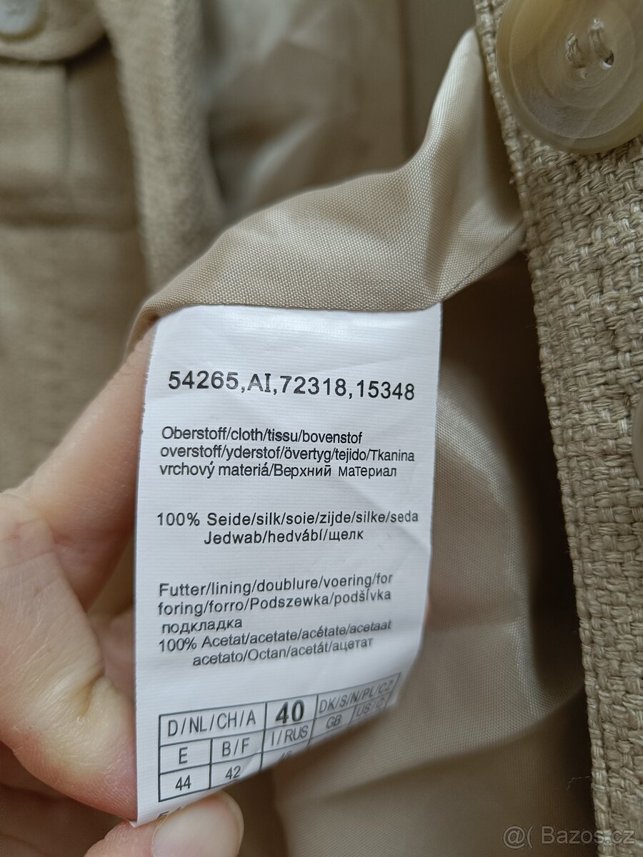 Dámské béžové hedvábné sako, vel. L - 7