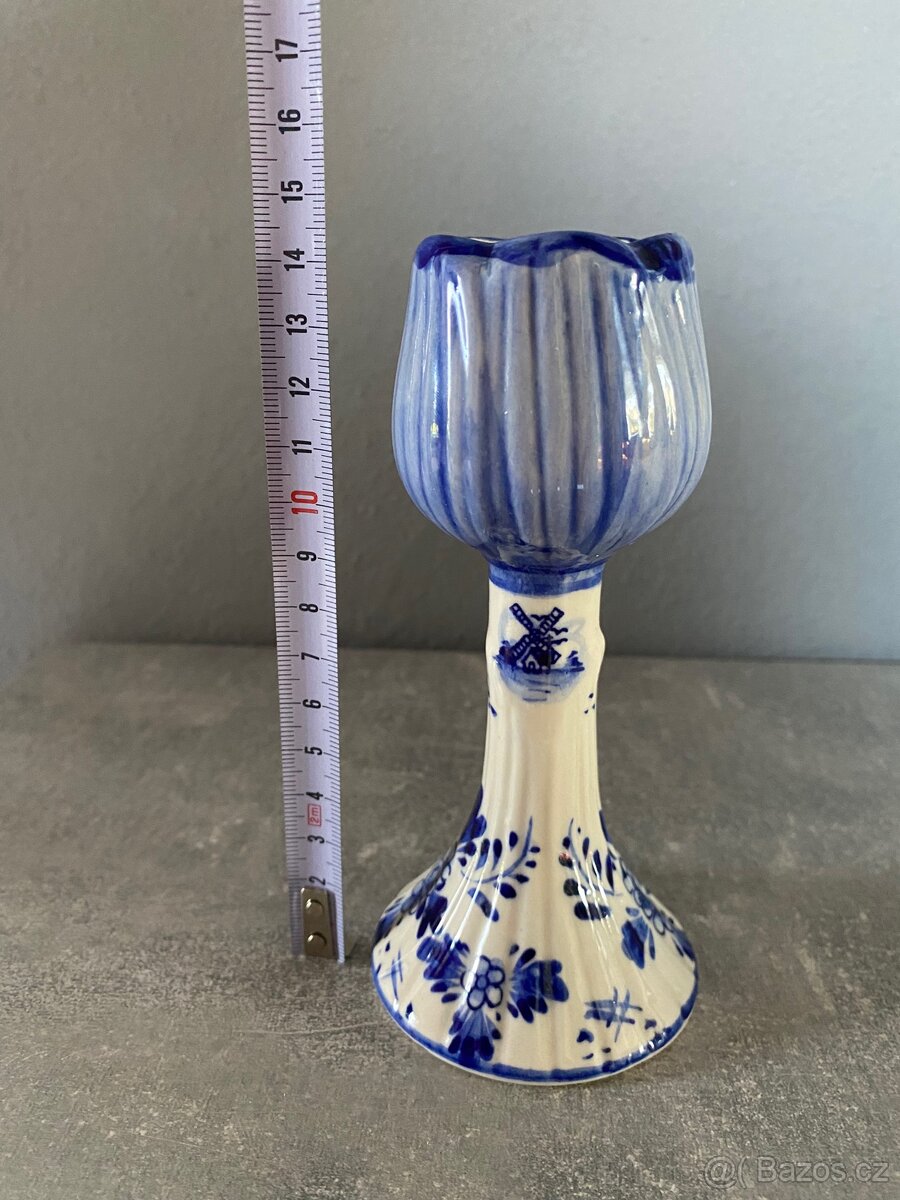 Holandský ručně malovaný svícen – Delft Blue - 7