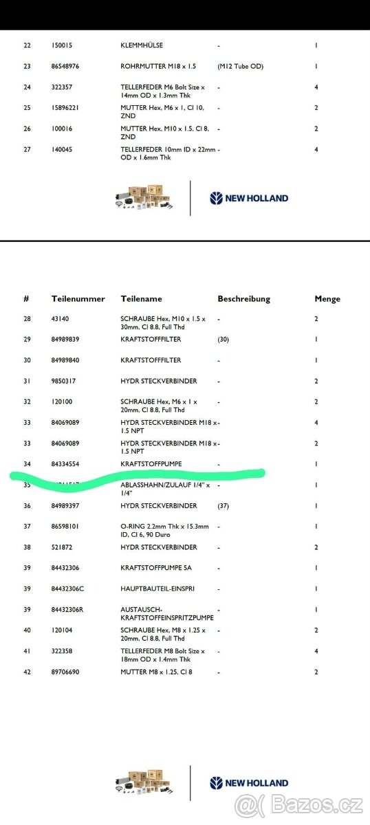 Prodám podávácí palivovou pumpu pro New holland CX,CR Case - 7