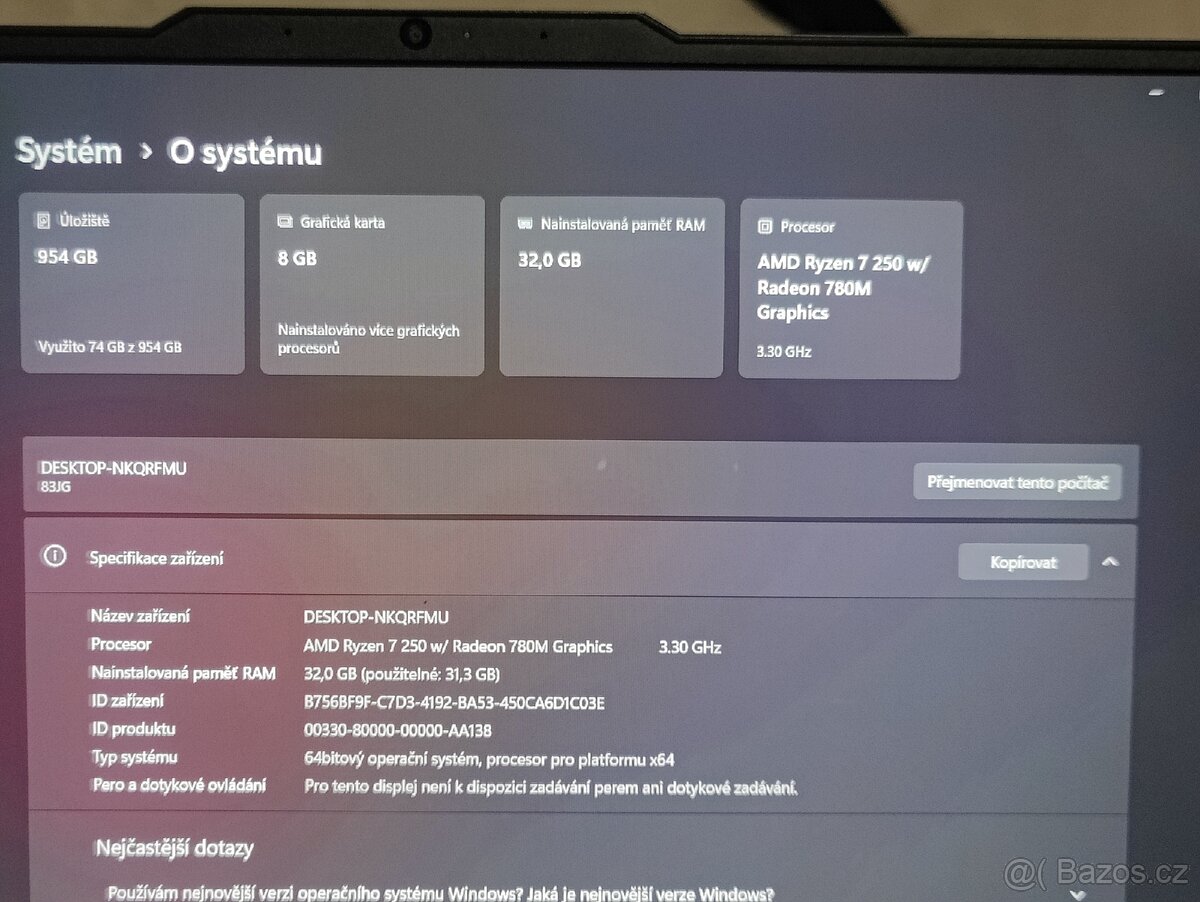 Herní notebook z RTX 5060, amd Ryzen 7, 32gb, 1tb - 7