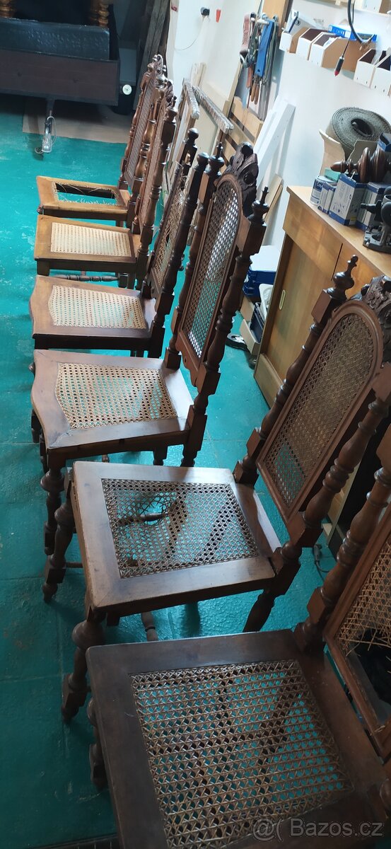 Staré židle s výpletem v zámeckém stylu k renovaci - 7