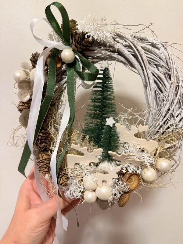 Zimní věnec na dveře-nový ruční práce - 7