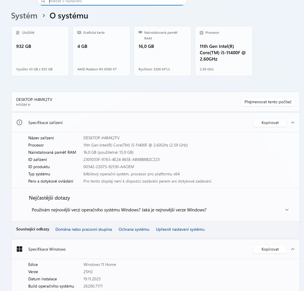 PC HAL3000, i5-11400F (4,4GHz), 16GB, 1TB SSD, RX6500XT, WIN - 7