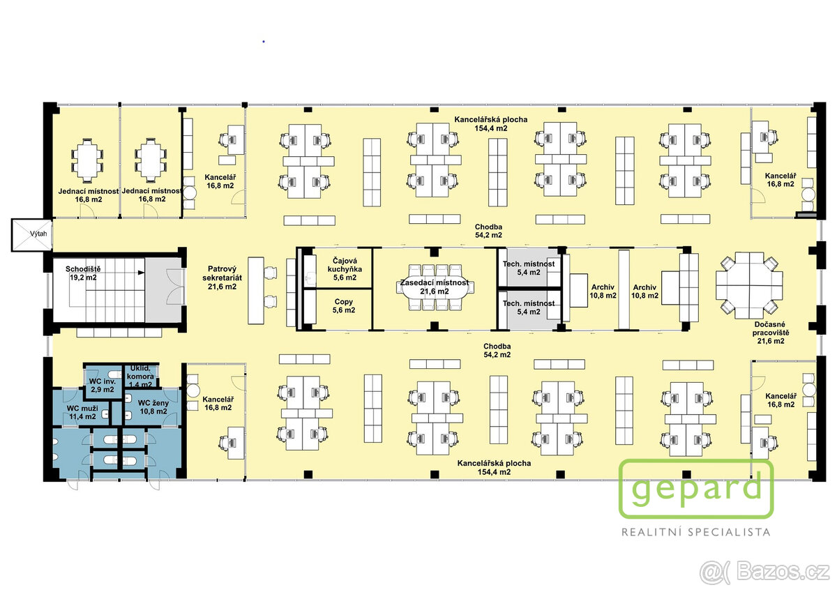 Pronájem kancelářského prostoru, 213 m2, Plzeňská, Praha 5 - 7