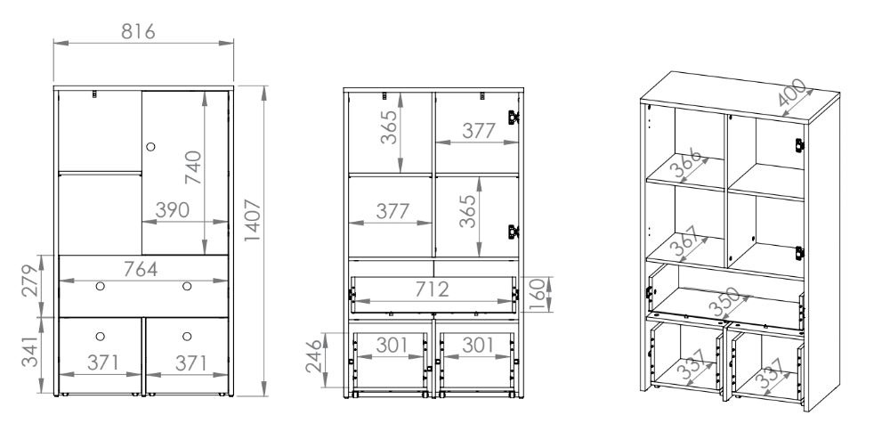 KOMODA JEDNODVEŘOVÁ BÍLÁ/BUK FJORD ELMO 08 - 7