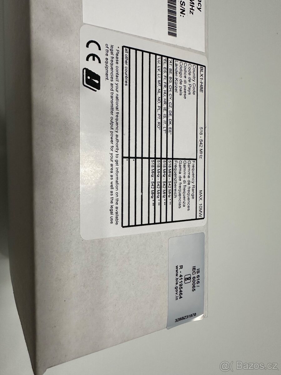 Shure BLX1-H8E Bodypack vysílač 518-542 MHz - 7