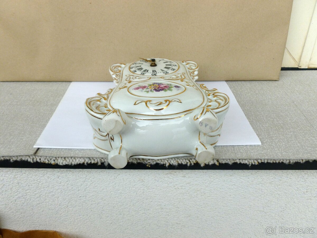 Porcelánové hodiny RoyalDux České Baroko funkční - 7