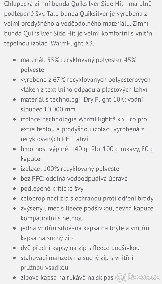 Lyžařská souprava Quksilver téměř nová - 7