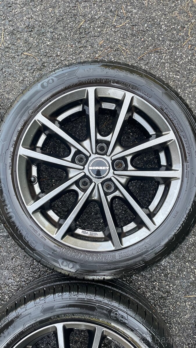 Prodám alu kola Borbet 15” s pneu Barum Bravuris - 7
