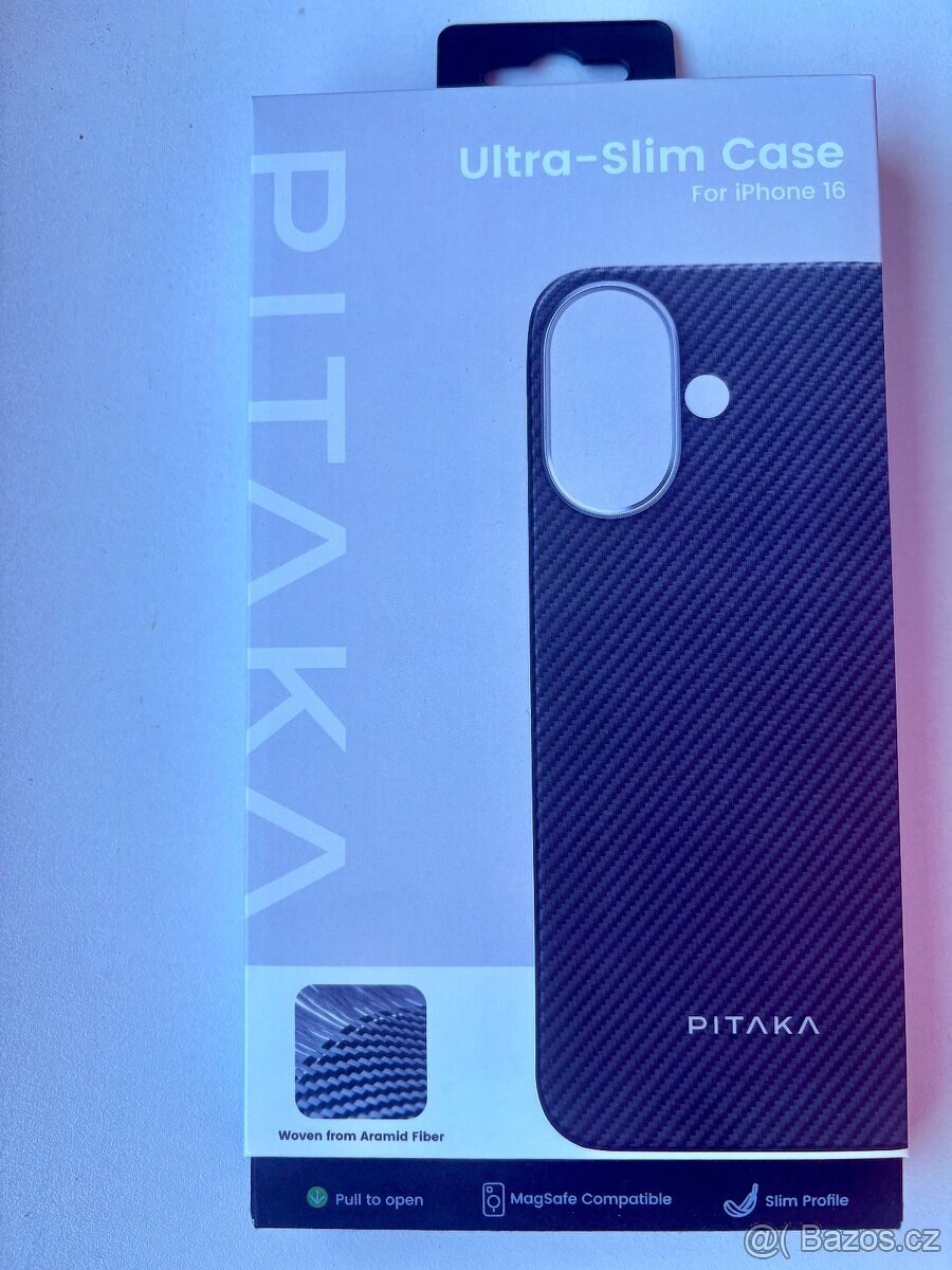 Kryt Pitaka Ultra-Slim Case Black/Grey Twill Apple iPhone 16 - 7