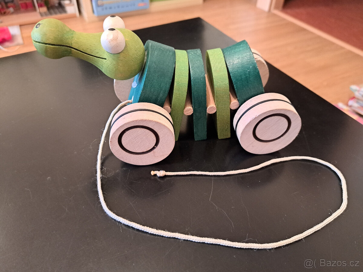 Dřevěné hračky - vkládací kostka, mýval, krokodýl - 7