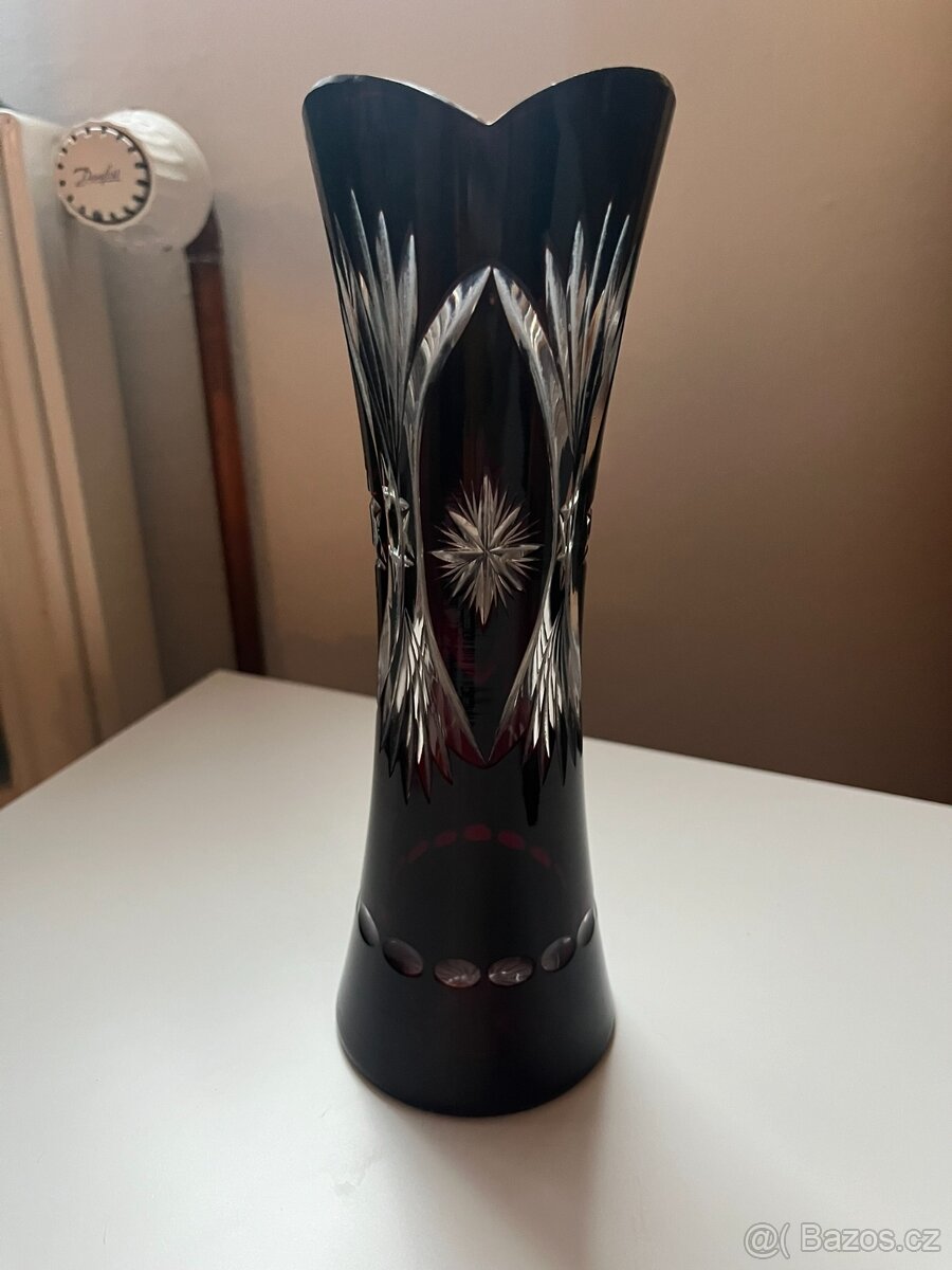 Starožitná krásná váza - rubínové sklo. - 7