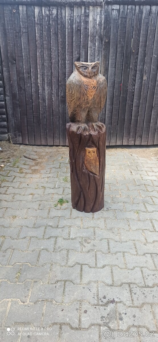 Zahradní dekorace sova motorovou pilou - 7